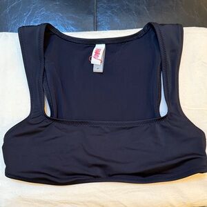 Black Solid And Striped Bikini Top